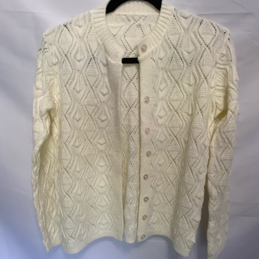 Vintage knit cardigan sweater Cottagecore coastal grandma size medium